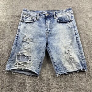 American Eagle Jean Shorts Mens 31 Extreme Flex Light Acid Wash Distressed